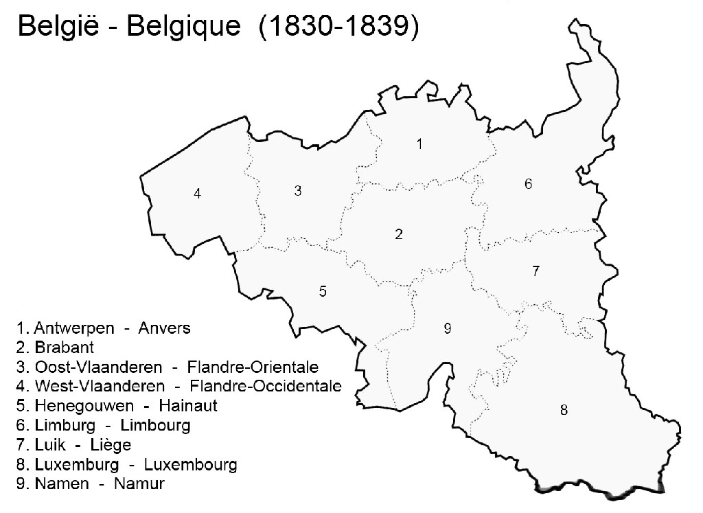 Kaart van België 1830