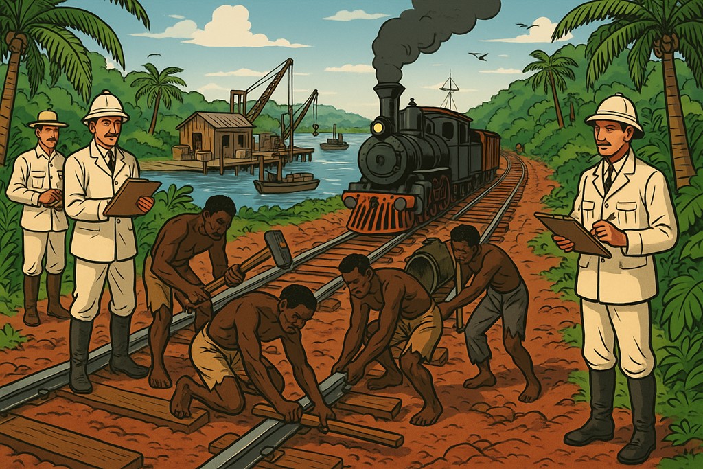 Spoorwegconstructie in Congo