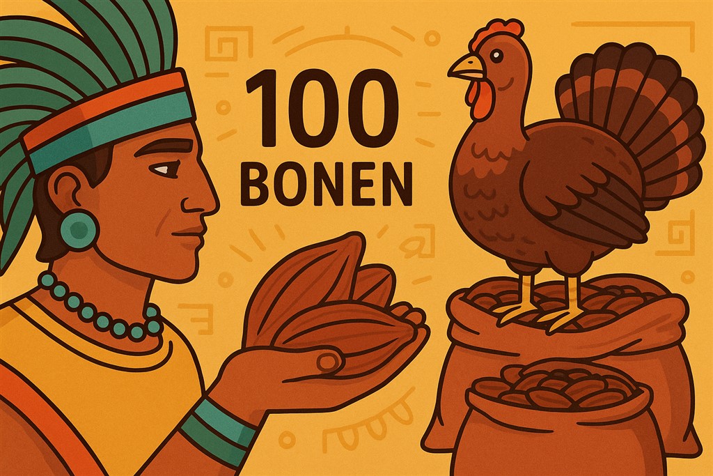 cacaobonen als betaalmiddel bij de Azteken infographic