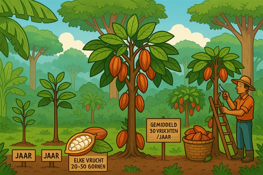 groei van cacaobomen infographic