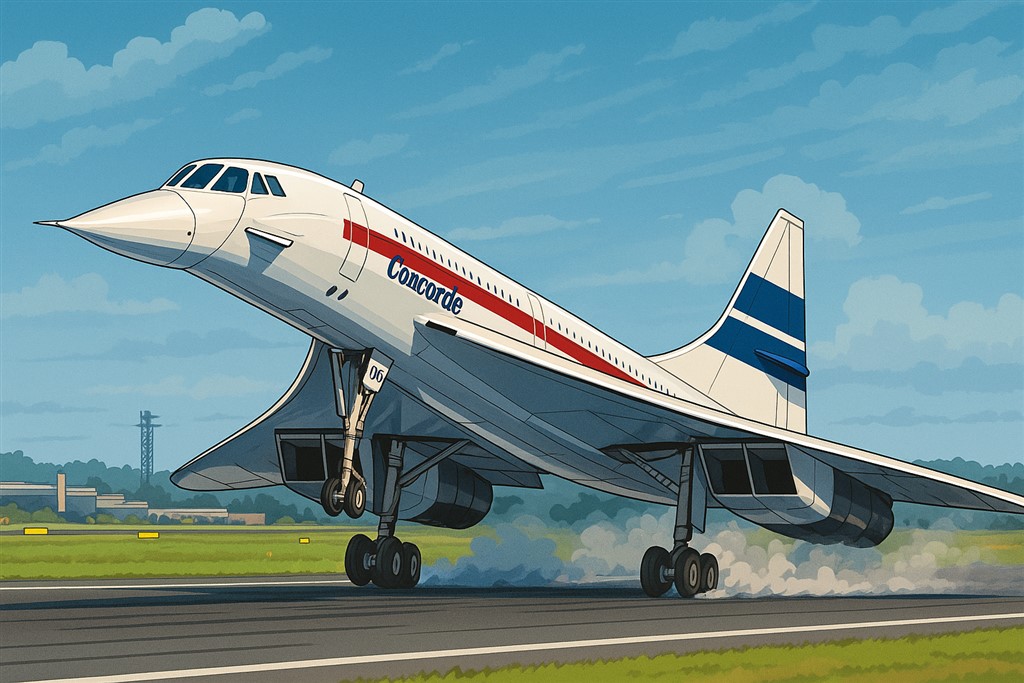 De Concorde met neus naar beneden