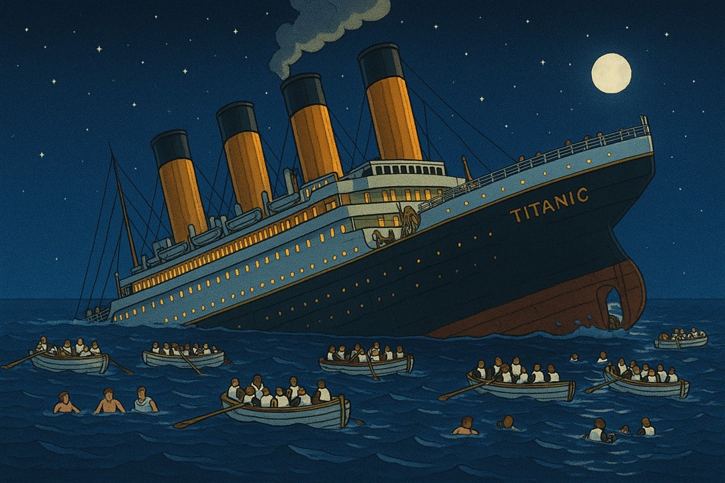 Een zinkende RMS Titanic