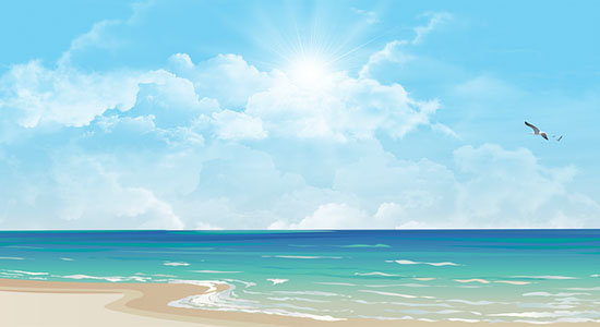 strand en ondergaande zon