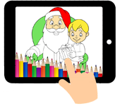 kleurplaat Kerstman met kind op zijn schoot