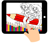 kleurplaat kinderen op potlood