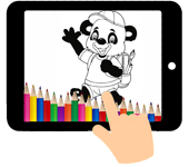 kleurplaat panda met rugtas op weg naar school