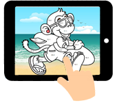 vakantie zomer aap met surfplank