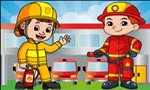 link naar online rekenkleurplaat optellen en aftrekken tot 10 of 20 thema beroepen brandweermannen