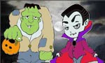 link naar online rekenkleurplaat optellen en aftrekken tot 10 of 20 halloween Frankenstein Vampier