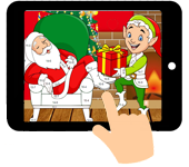 link naar online rekenkleurplaat optellen en aftrekken tot 10 of 20 thema Kerstman