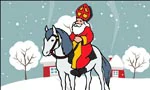 link naar online rekenkleurplaat optellen en aftrekken tot 6 thema Sinterklaas op paard