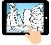 link naar online rekenkleurplaat optellen en aftrekken tot 10 of 20 thema sneeuwman kerstman