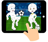 link naar online rekenkleurplaat maal- en deeltafels thema voetbal