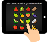 Link naar spelletje 'Zoek twee dezelfde groenten en fruit'