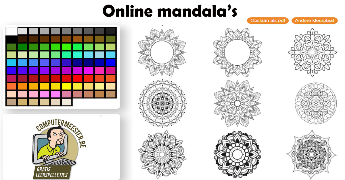 regeling kristal Aanmoediging Mandala online kleurplaat