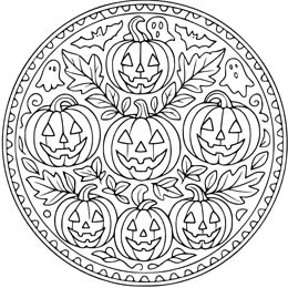 kleurplaat halloween mandala