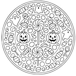 kleurplaat halloween mandala