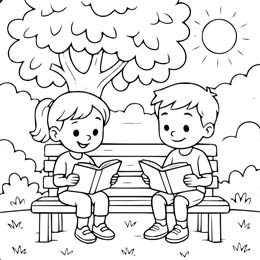 kleurplaat boek lezen