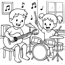 kleurplaat muziek maken