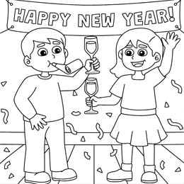 kleurplaat nieuwjaarsfeestje