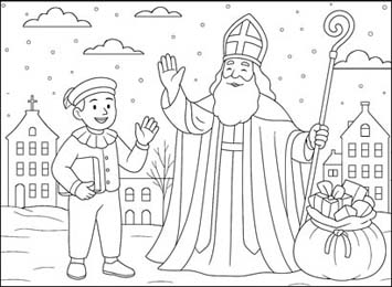 kleurplaat Sinterklaasen Zwarte Piet