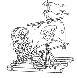 kleurplaat piratenvlot