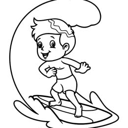 kleurplaat surfer